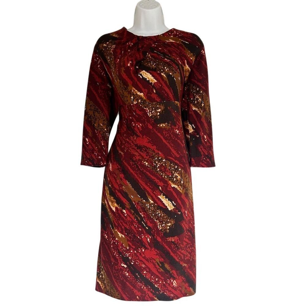 Red Abstract Print Knee Length Dress M Party/Cocktail Inventory Blue 183